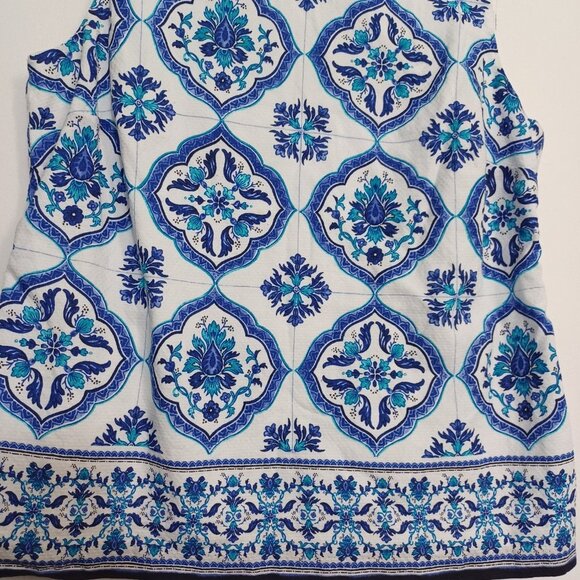 Talbots Top Sleeveless Tile Print Tank Blouse Size 10 Petite - Picture 8 of 11